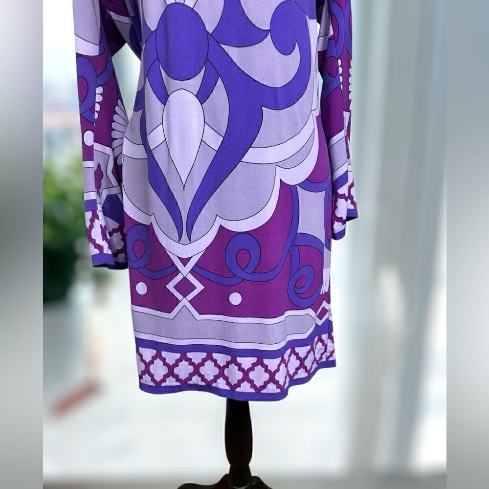 ECI New York Cowl Neck Retro Print Dress Size 4 S - Picture 4 of 13